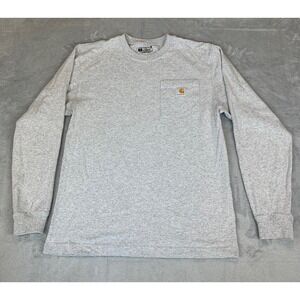 Carhartt K126 Loose Fit Heavyweight Long Sleeve Pocket Work T-Shirt Gray Small